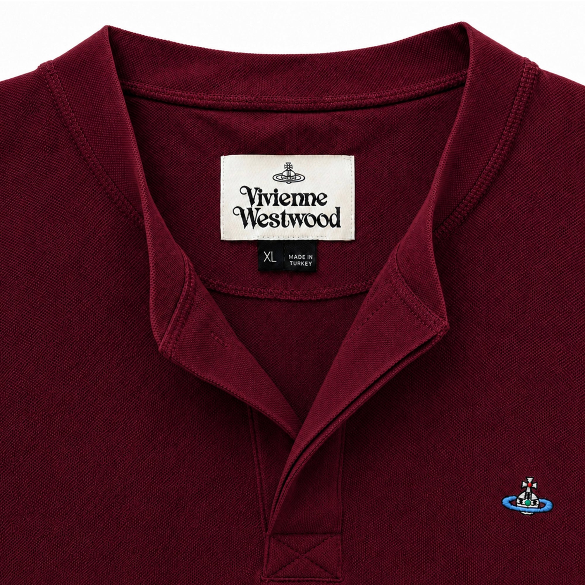 Round Neck Polo Shirt - Burgundy