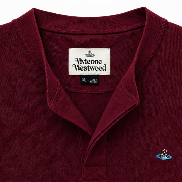 Round Neck Polo Shirt - Burgundy