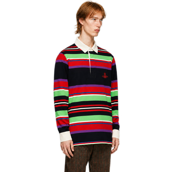 Rugby Long Sleeve Polo Shirt - Black Stripe