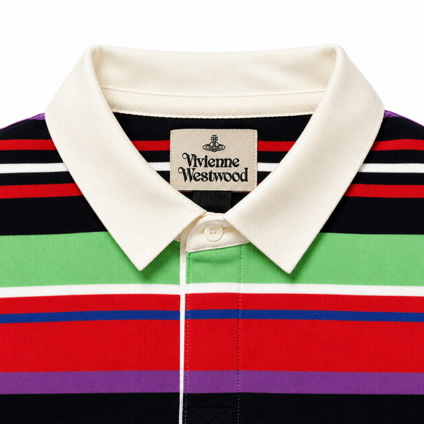 Rugby Long Sleeve Polo Shirt - Black Stripe