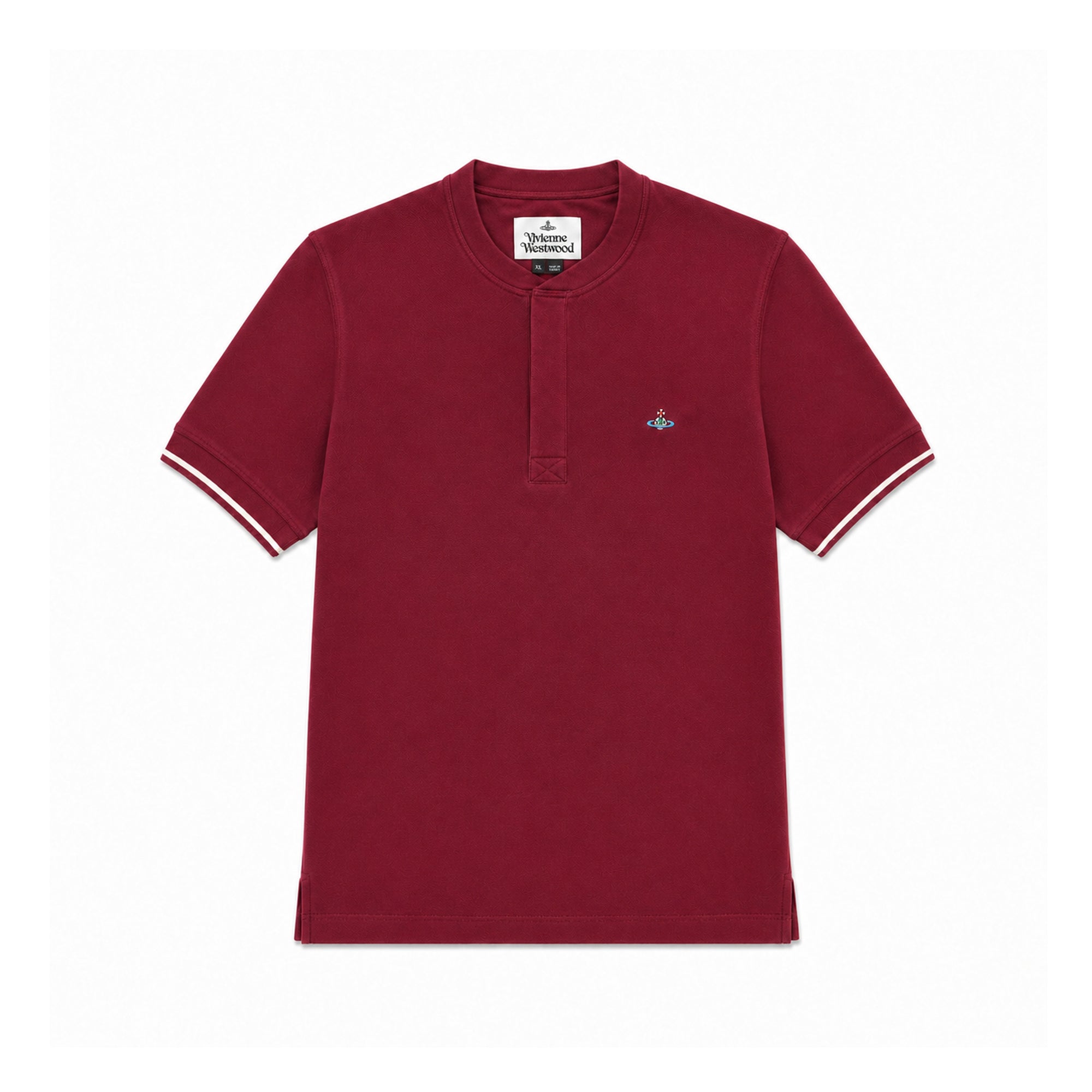 Round Neck Polo Shirt - Burgundy