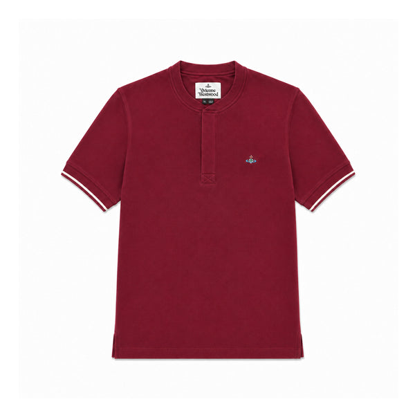 Round Neck Polo Shirt - Burgundy