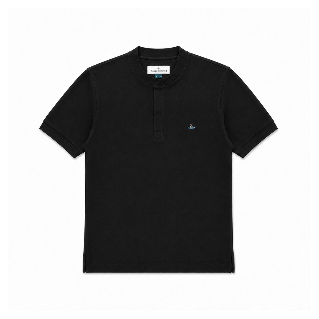 Round Neck Polo Shirt - Black