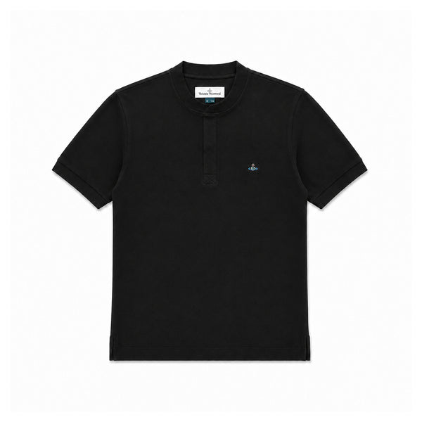 Round Neck Polo Shirt - Black