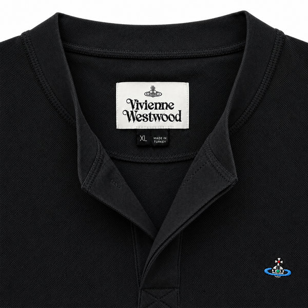Round Neck Polo Shirt - Black