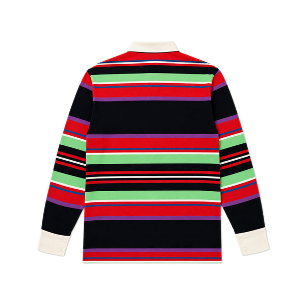 Rugby Long Sleeve Polo Shirt - Black Stripe