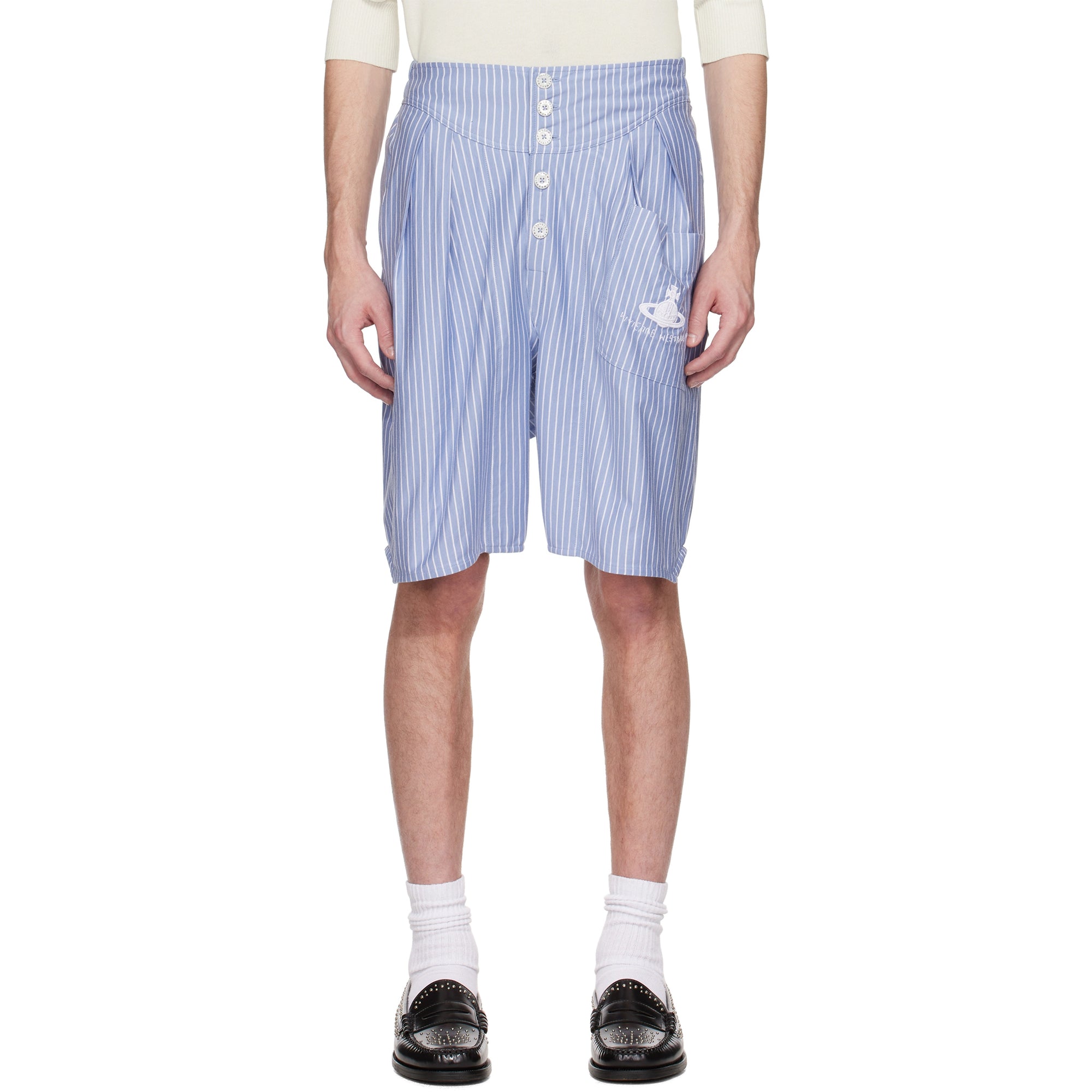 Romario Striped Cotton Shorts