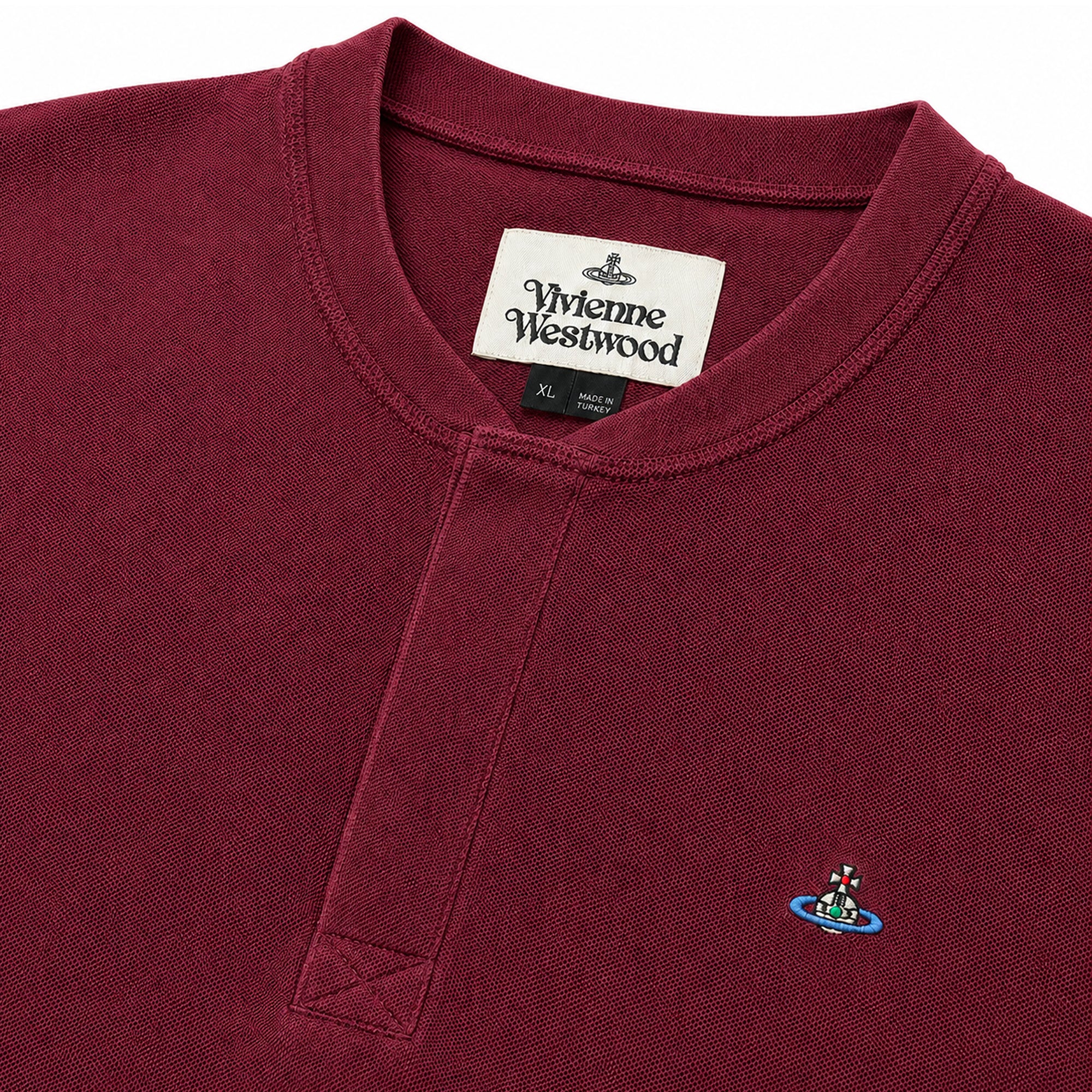 Round Neck Polo Shirt - Burgundy