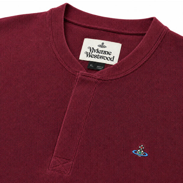 Round Neck Polo Shirt - Burgundy