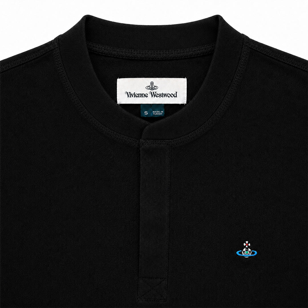 Round Neck Polo Shirt - Black