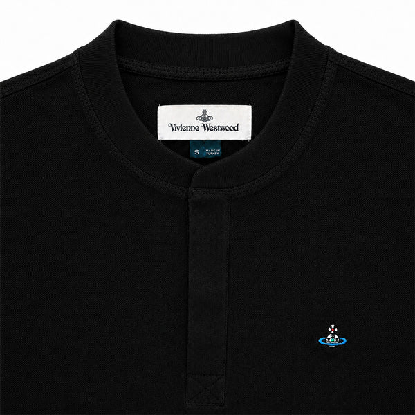Round Neck Polo Shirt - Black