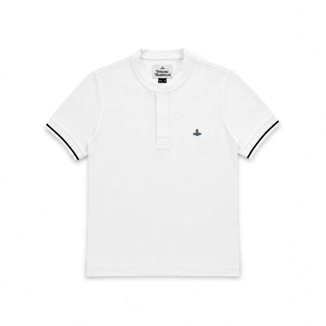 Round Neck Polo Shirt - White