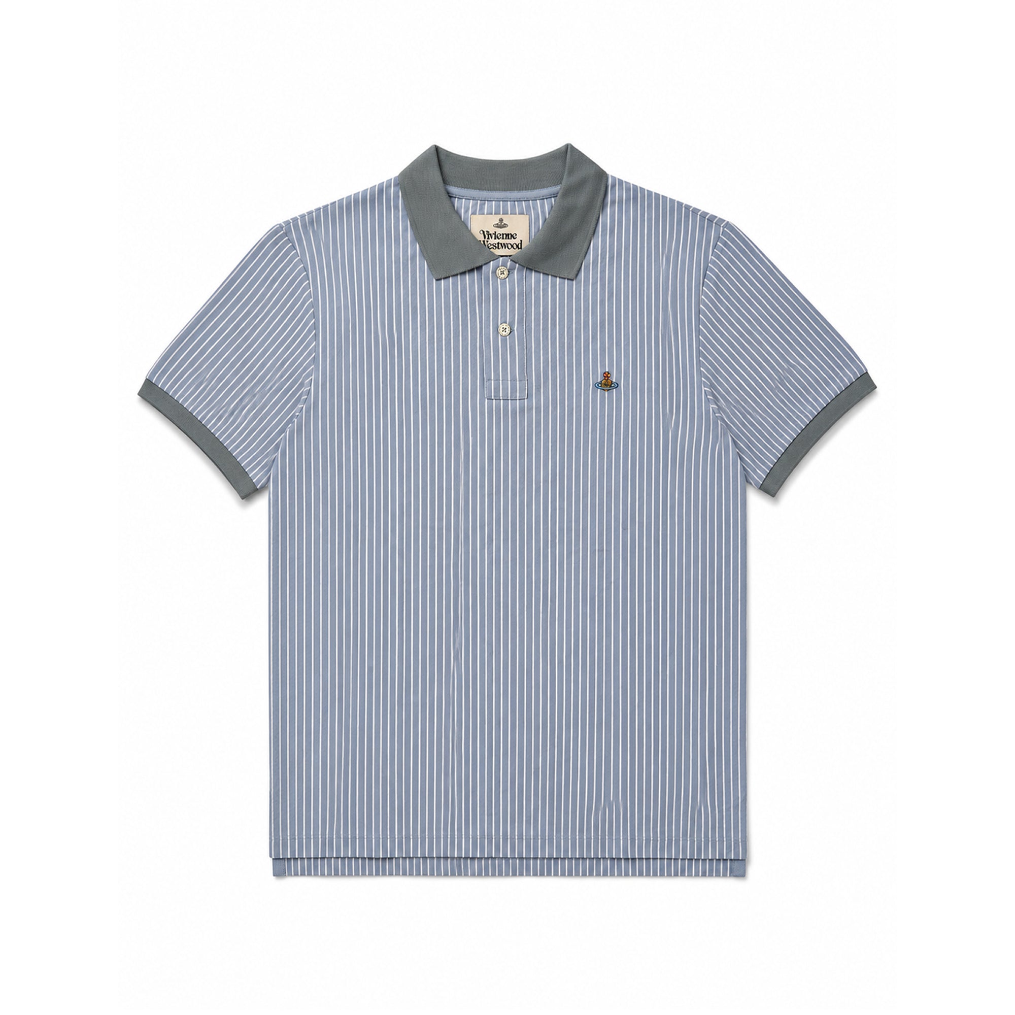 Classic Striped Polo Shirt - White/Blue