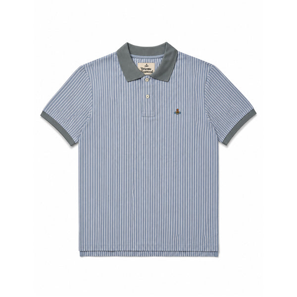 Classic Striped Polo Shirt - White/Blue