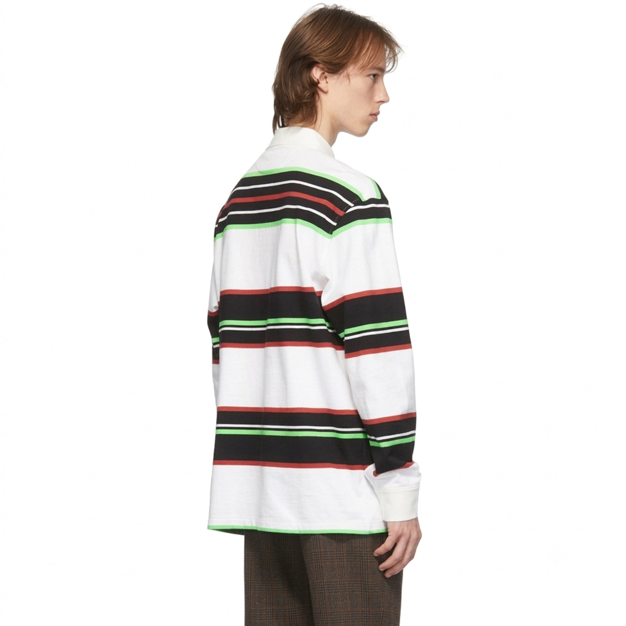 Rugby Long Sleeve Polo Shirt - White Stripe
