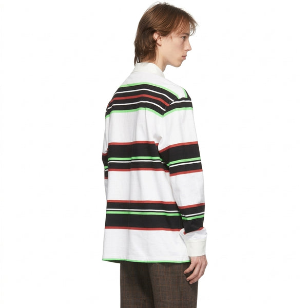 Rugby Long Sleeve Polo Shirt - White Stripe