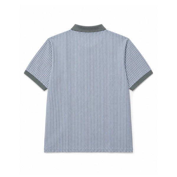 Classic Striped Polo Shirt - White/Blue
