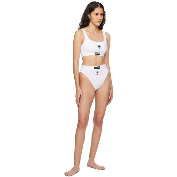 Moon Logo Stretch Sports Bra - White