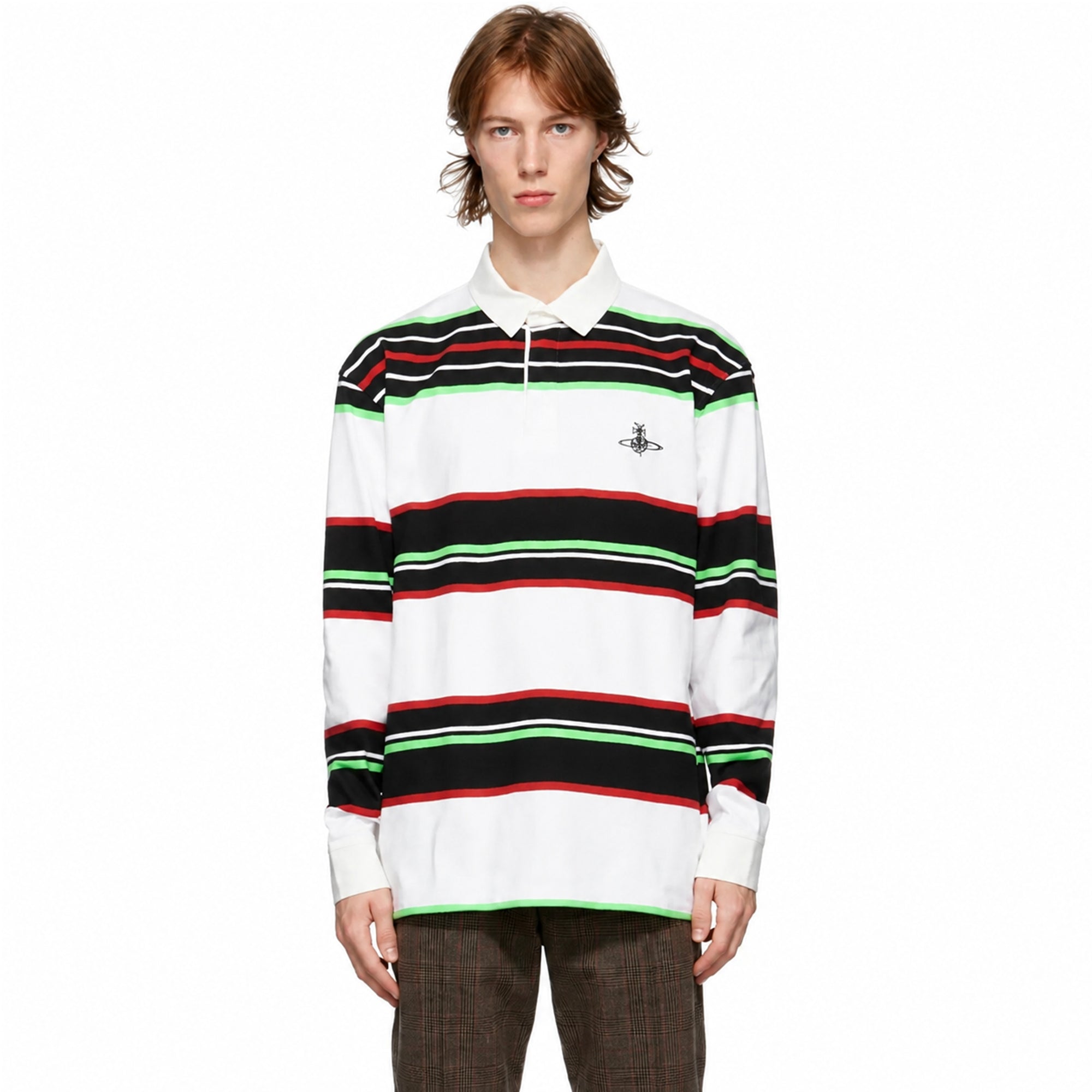 Rugby Long Sleeve Polo Shirt - White Stripe