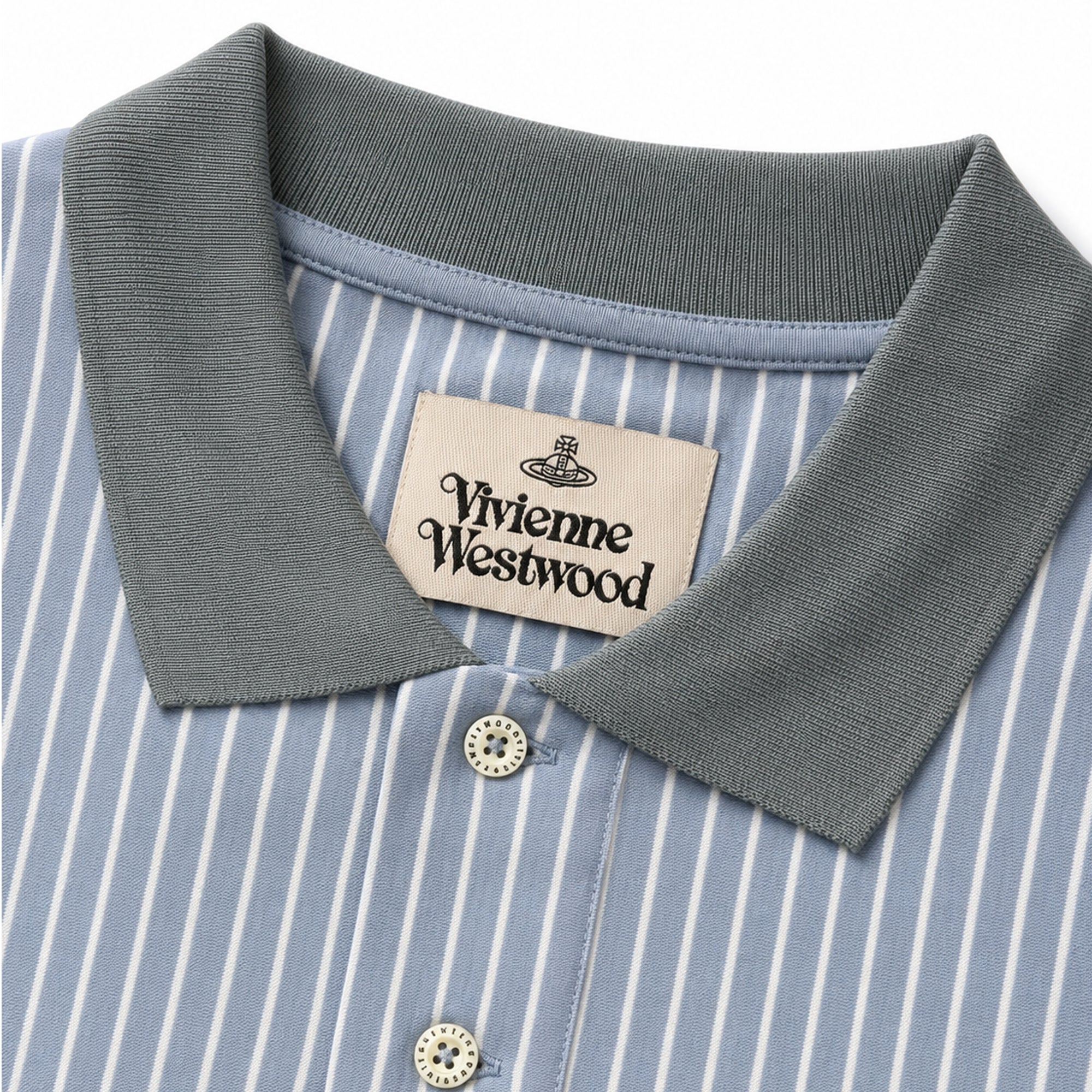 Classic Striped Polo Shirt - White/Blue