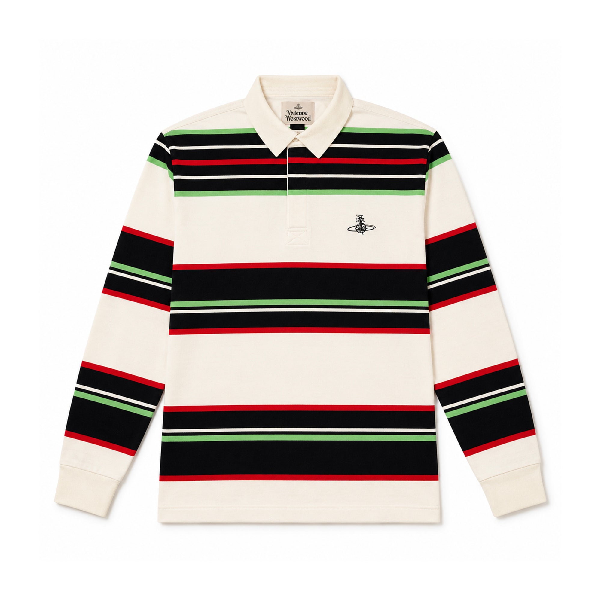 Rugby Long Sleeve Polo Shirt - White Stripe