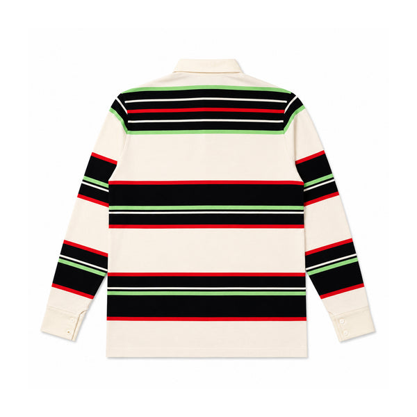 Rugby Long Sleeve Polo Shirt - White Stripe