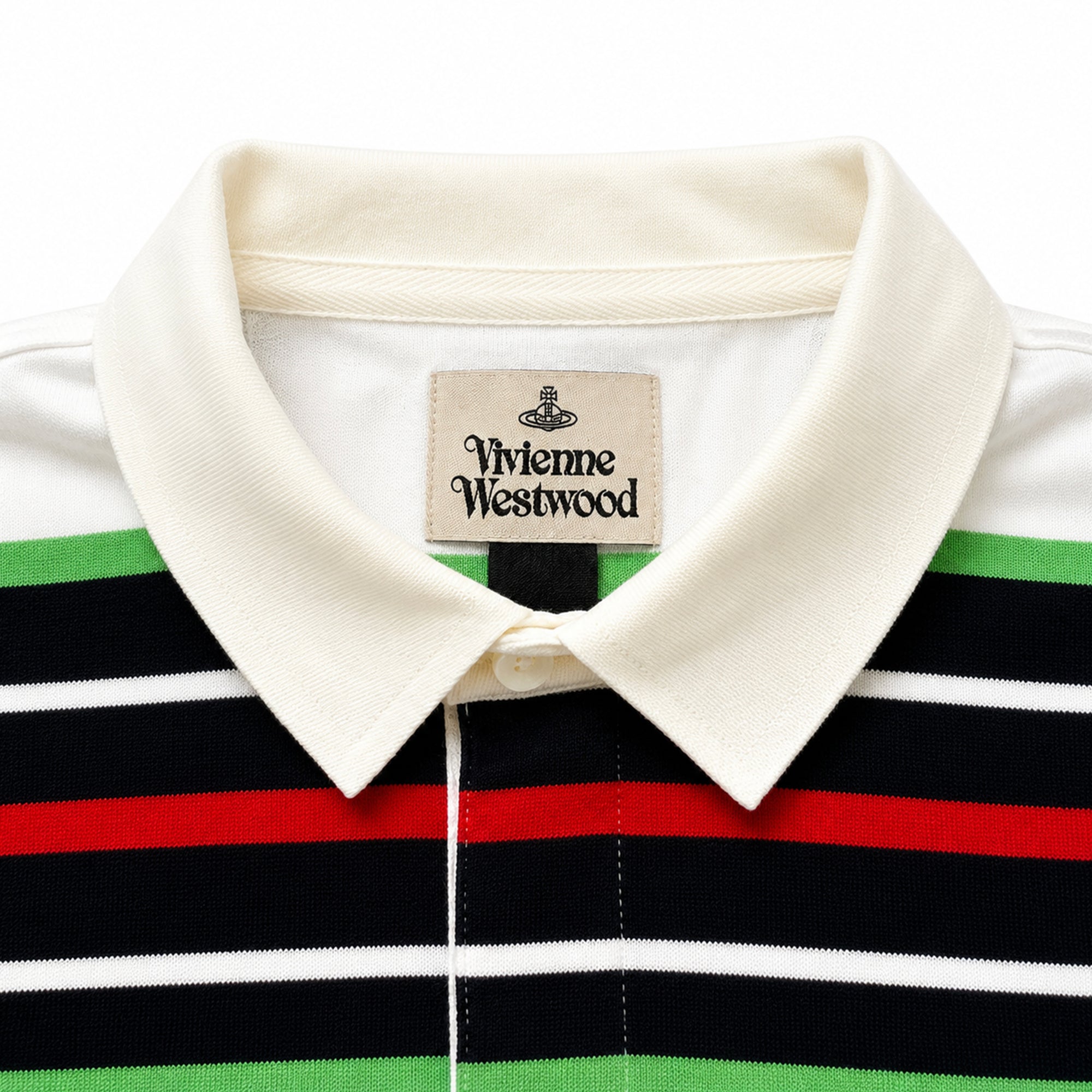 Rugby Long Sleeve Polo Shirt - White Stripe