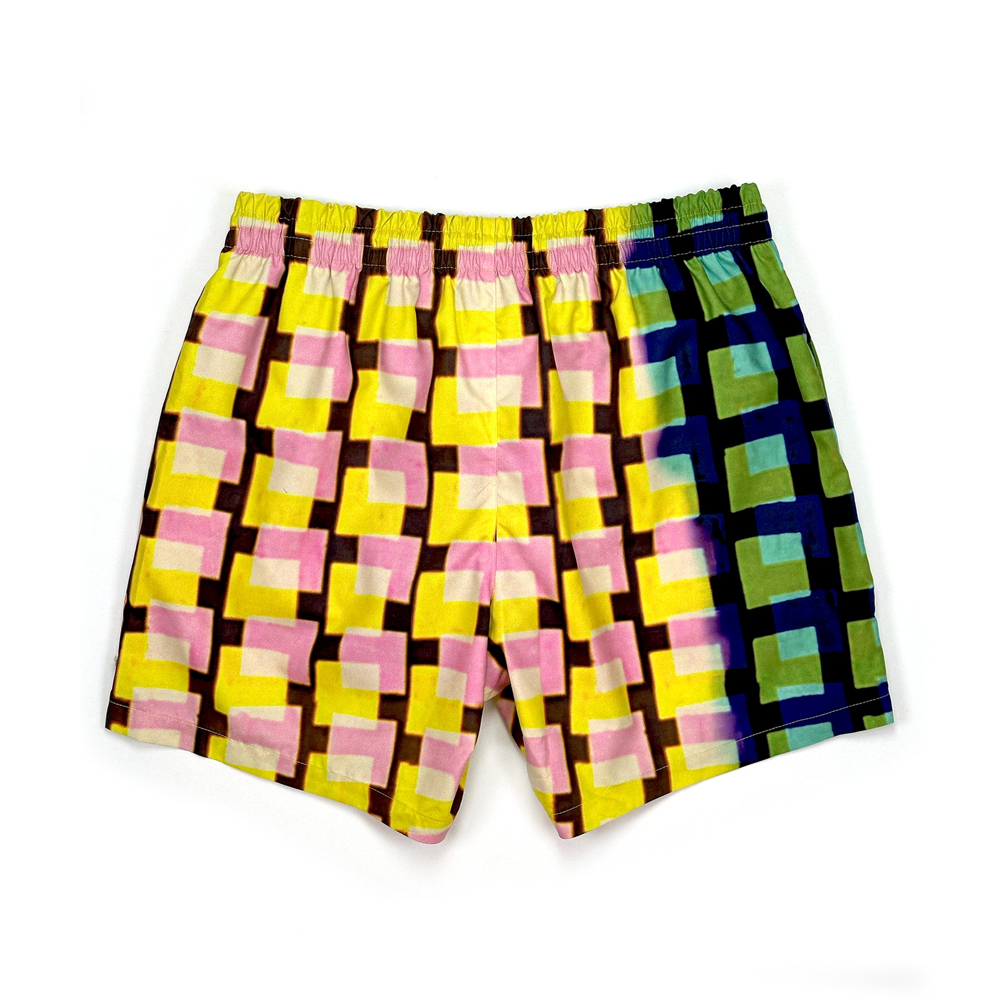 Phibbs Shorts – Pink/Yellow Split Grid