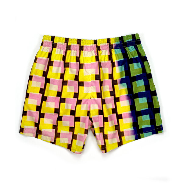 Phibbs Shorts – Pink/Yellow Split Grid