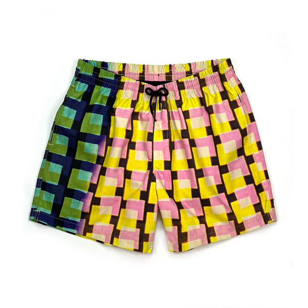 Phibbs Shorts – Pink/Yellow Split Grid