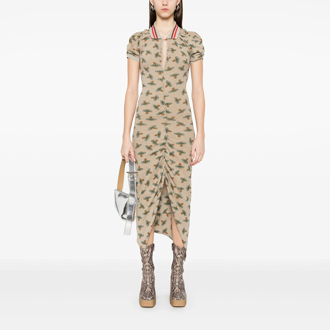 Pulling Dress - Sand Overdye Orb Print