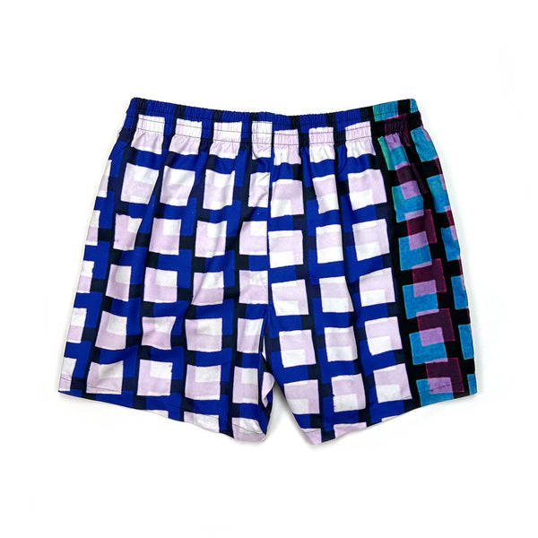 Phibbs Shorts – Blue/White Split Grid