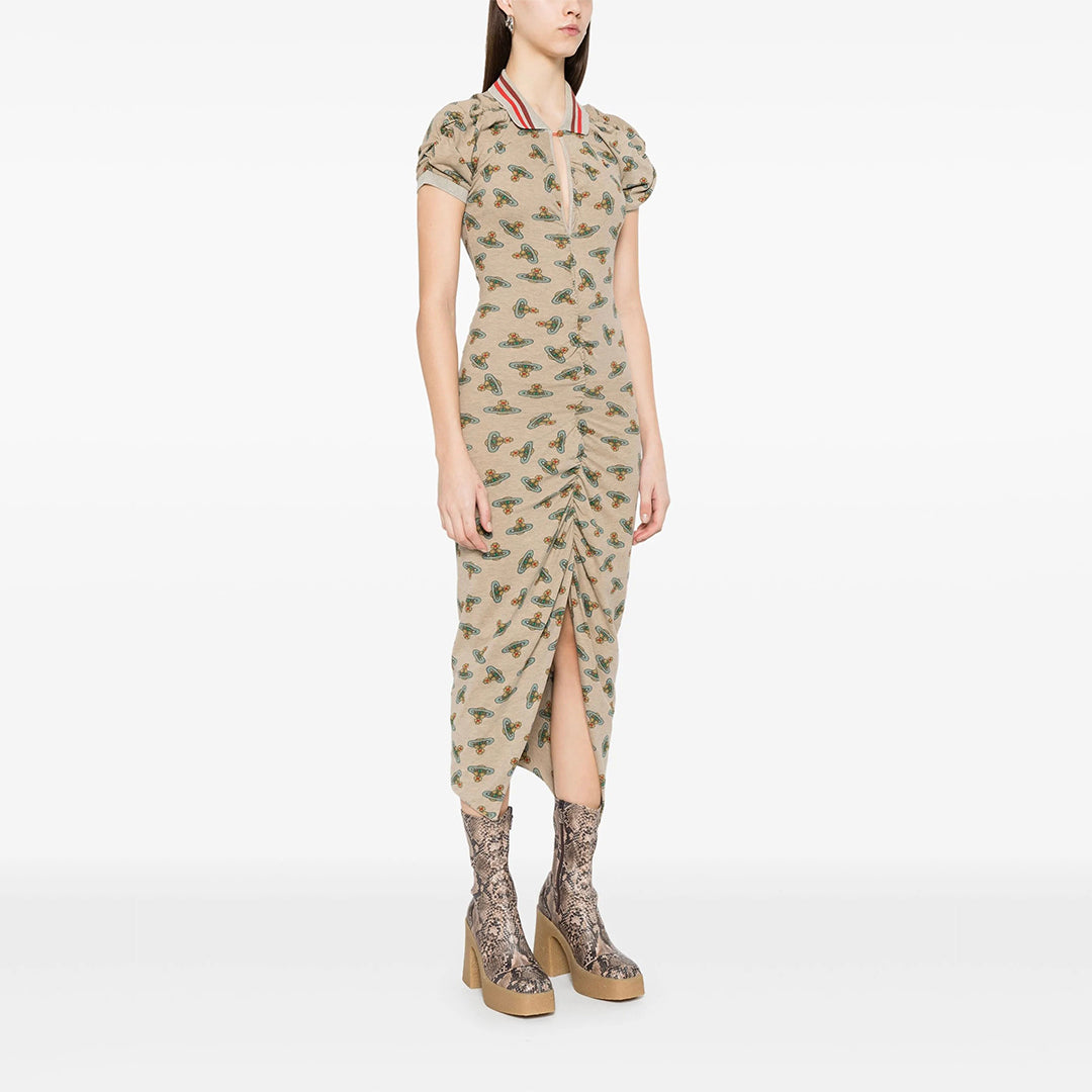 Pulling Dress - Sand Overdye Orb Print