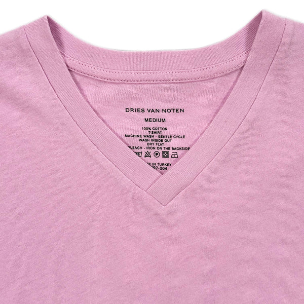 Fine Cotton V-neck T-Shirt – Soft pink