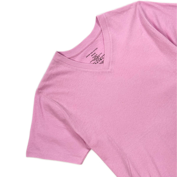 Fine Cotton V-neck T-Shirt – Soft pink