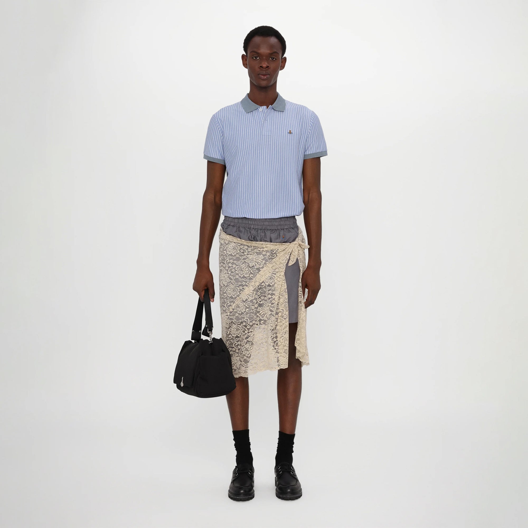 Classic Striped Polo Shirt - White/Blue