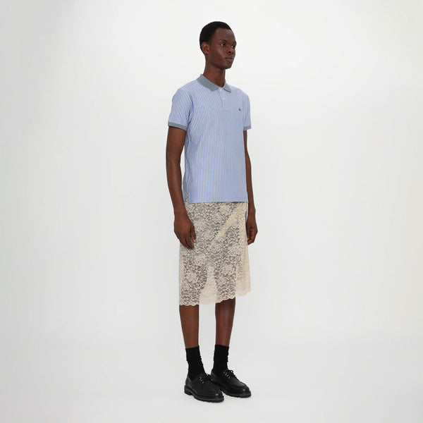 Classic Striped Polo Shirt - White/Blue