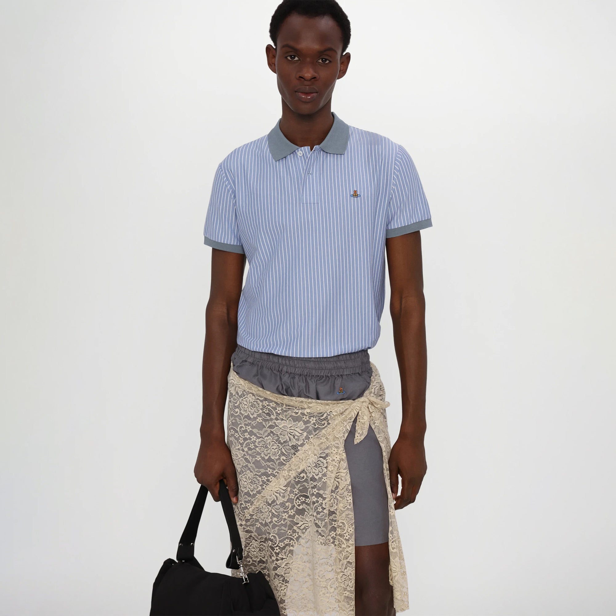 Classic Striped Polo Shirt - White/Blue