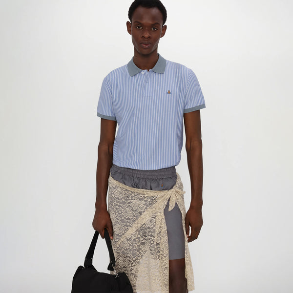 Classic Striped Polo Shirt - White/Blue