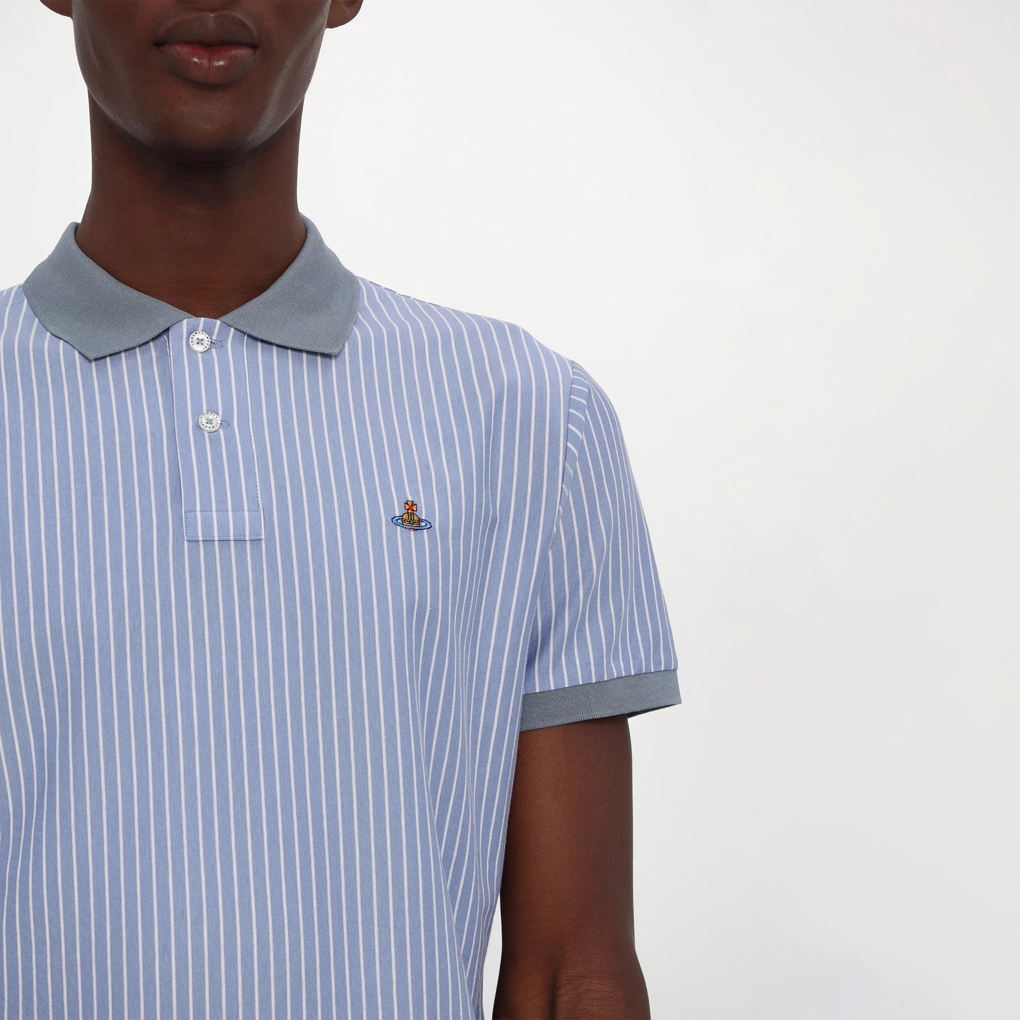 Classic Striped Polo Shirt - White/Blue