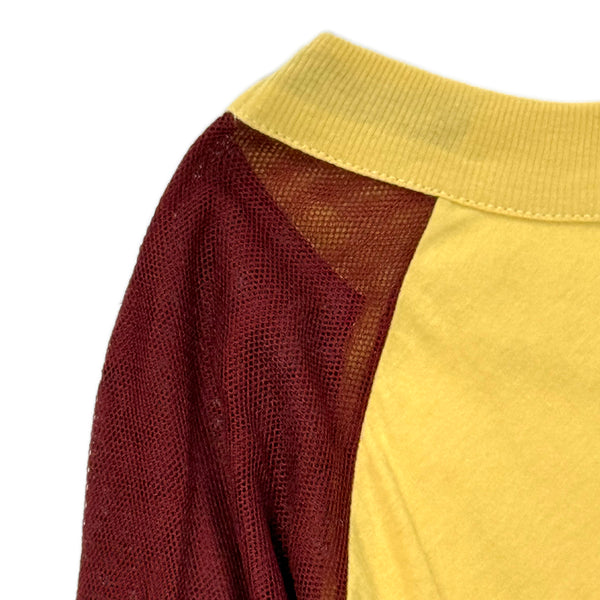 Two Tone Mesh Sleeve Raglan Top