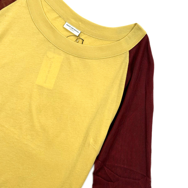 Two Tone Mesh Sleeve Raglan Top