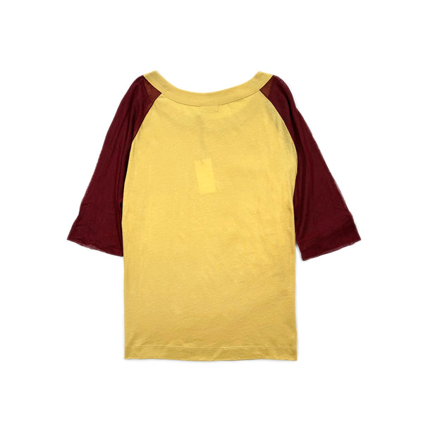 Two Tone Mesh Sleeve Raglan Top