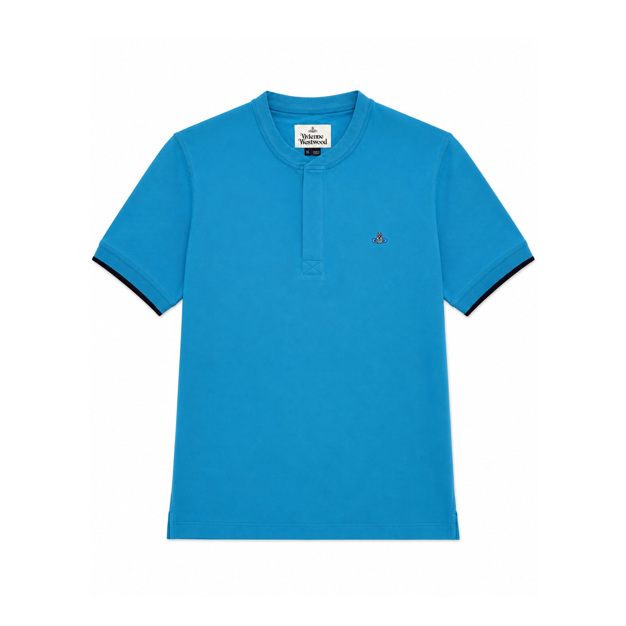 Round Neck Polo Shirt - Blue