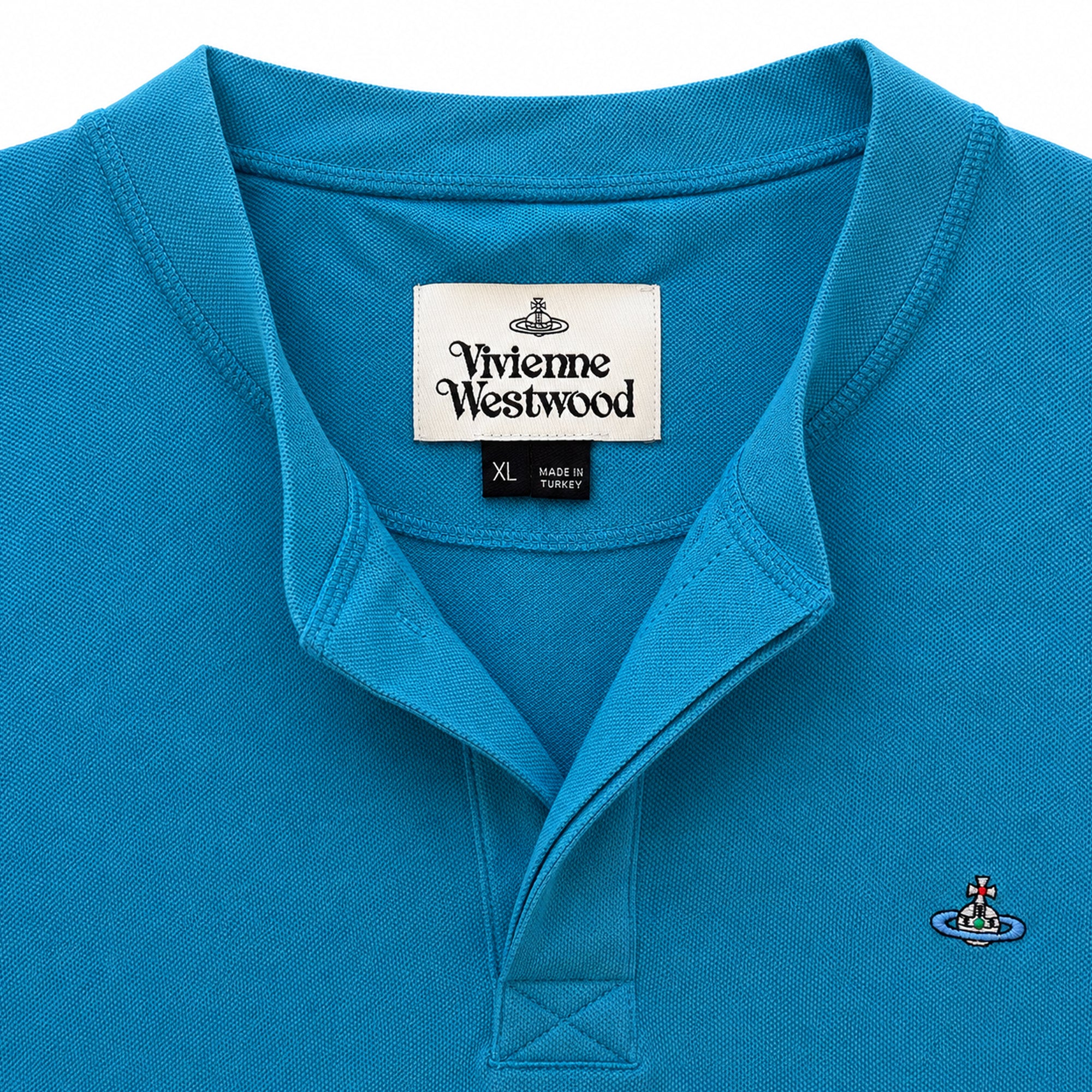 Round Neck Polo Shirt - Blue