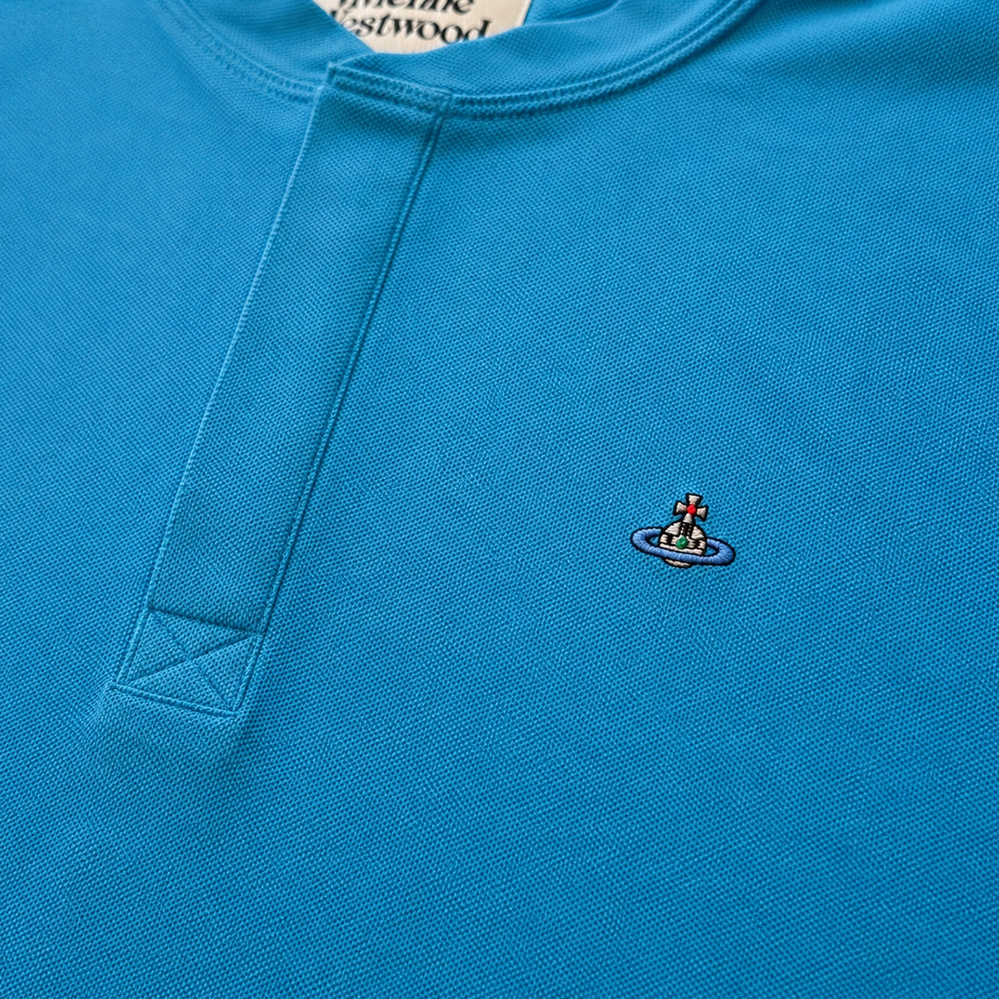 Round Neck Polo Shirt - Blue