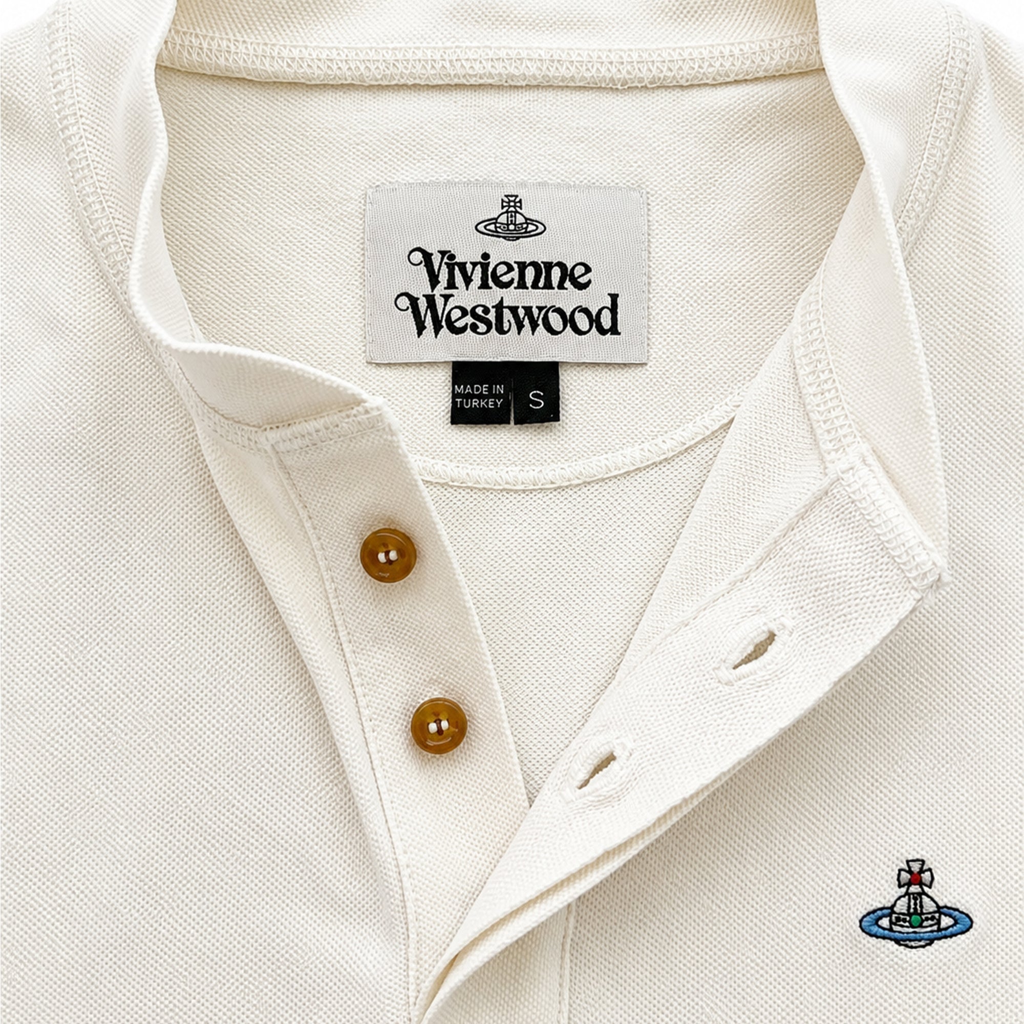 Round Neck Polo Shirt - Off White