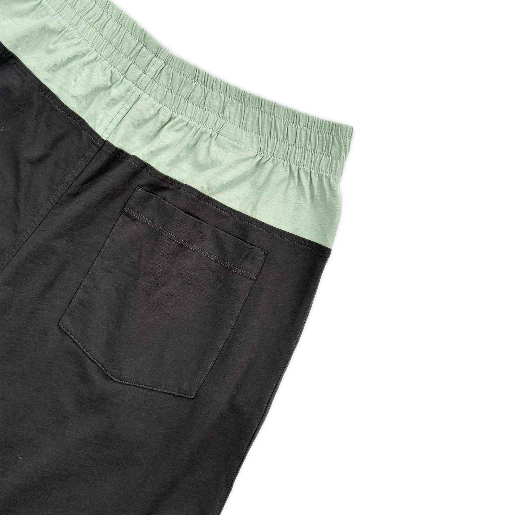 Two Tone Panelled Shorts – Sage / Black