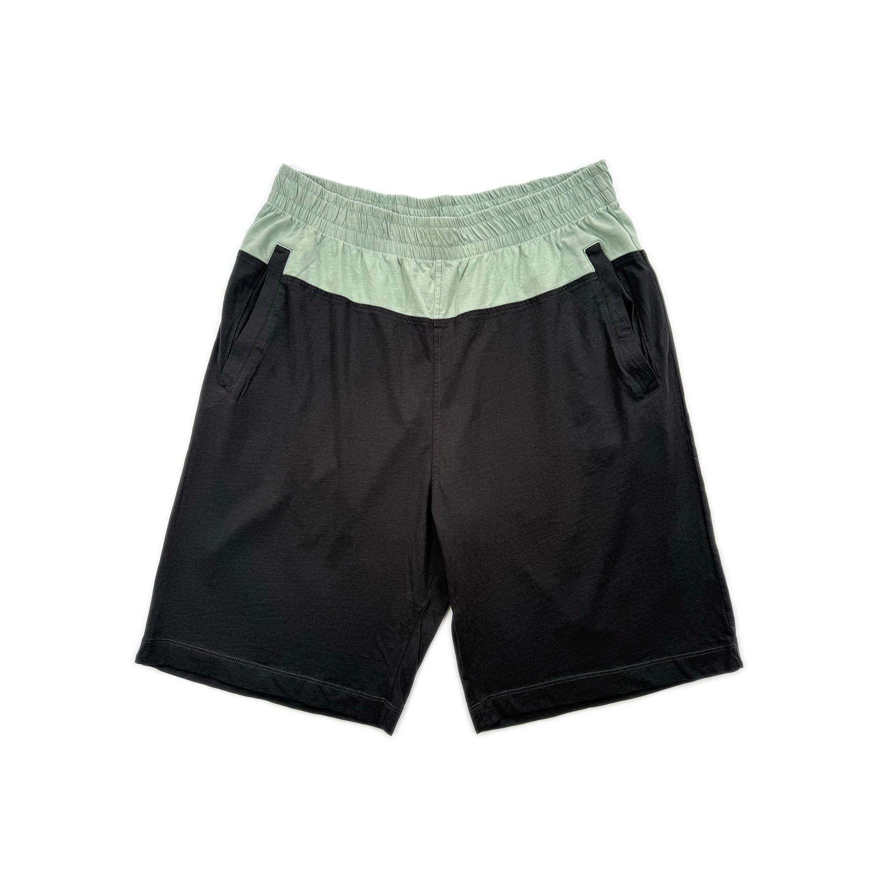 Two Tone Panelled Shorts – Sage / Black