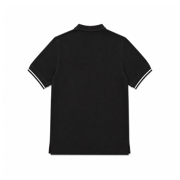 Round Neck Polo Shirt - Black
